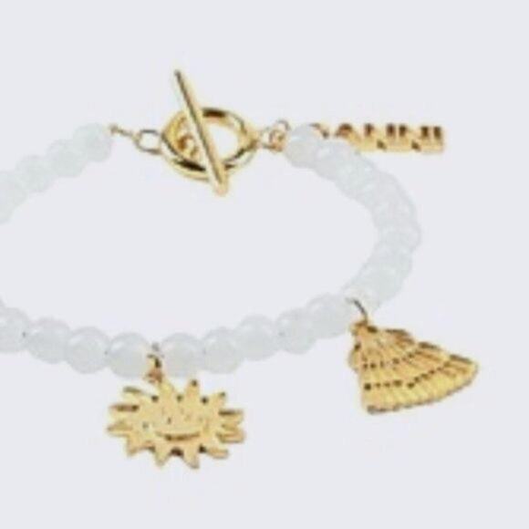 Ganni White beaded bracelet with gold charms - Picture 5 of 8